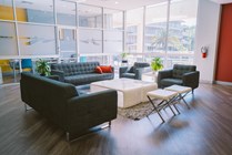 Plush couches for relaxing. 